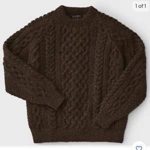 Filson Wool Fisherman's Sweater 20205484 Peat Scottish Irish Cable Hand Knit CC